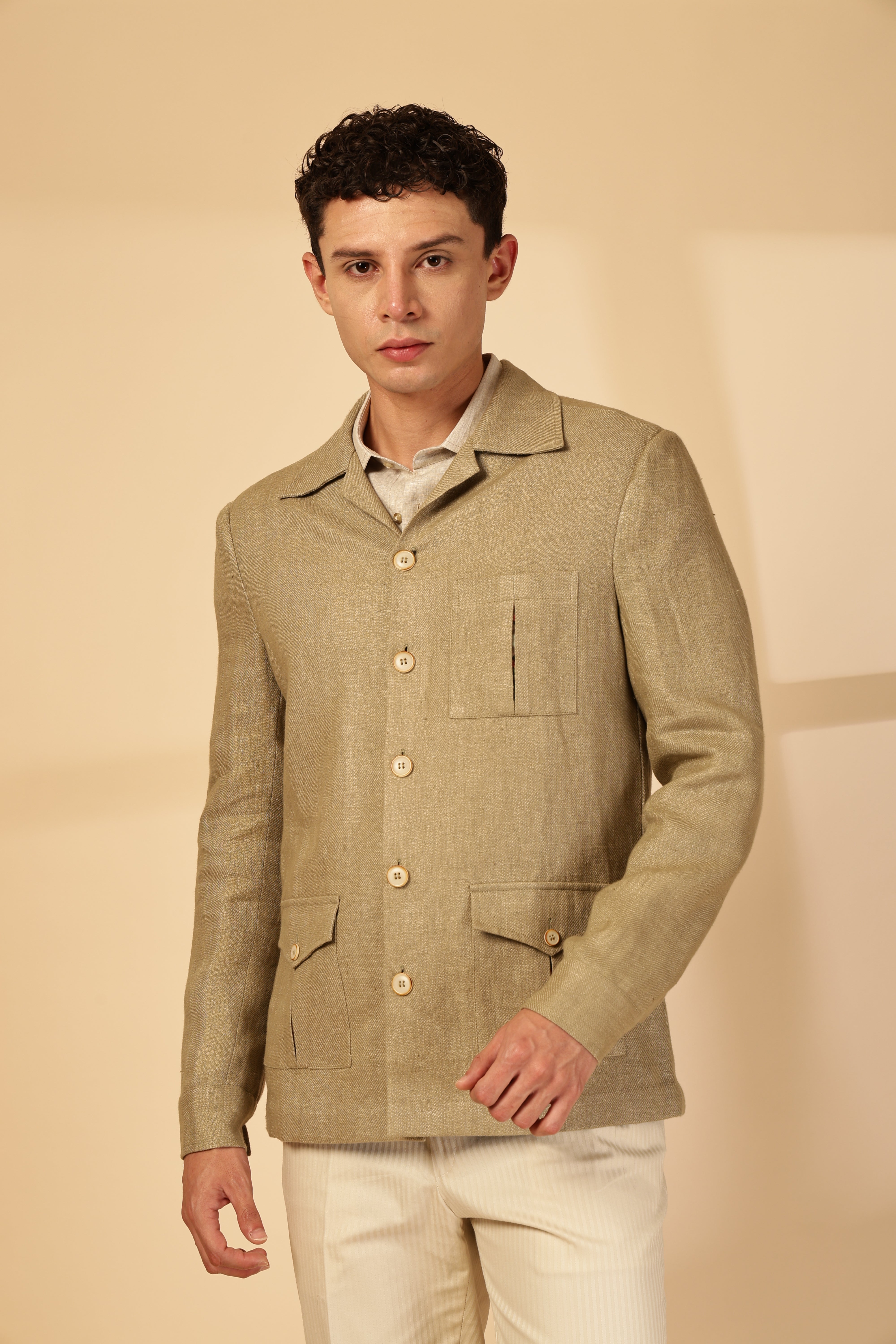 Olive Linen Shacket
