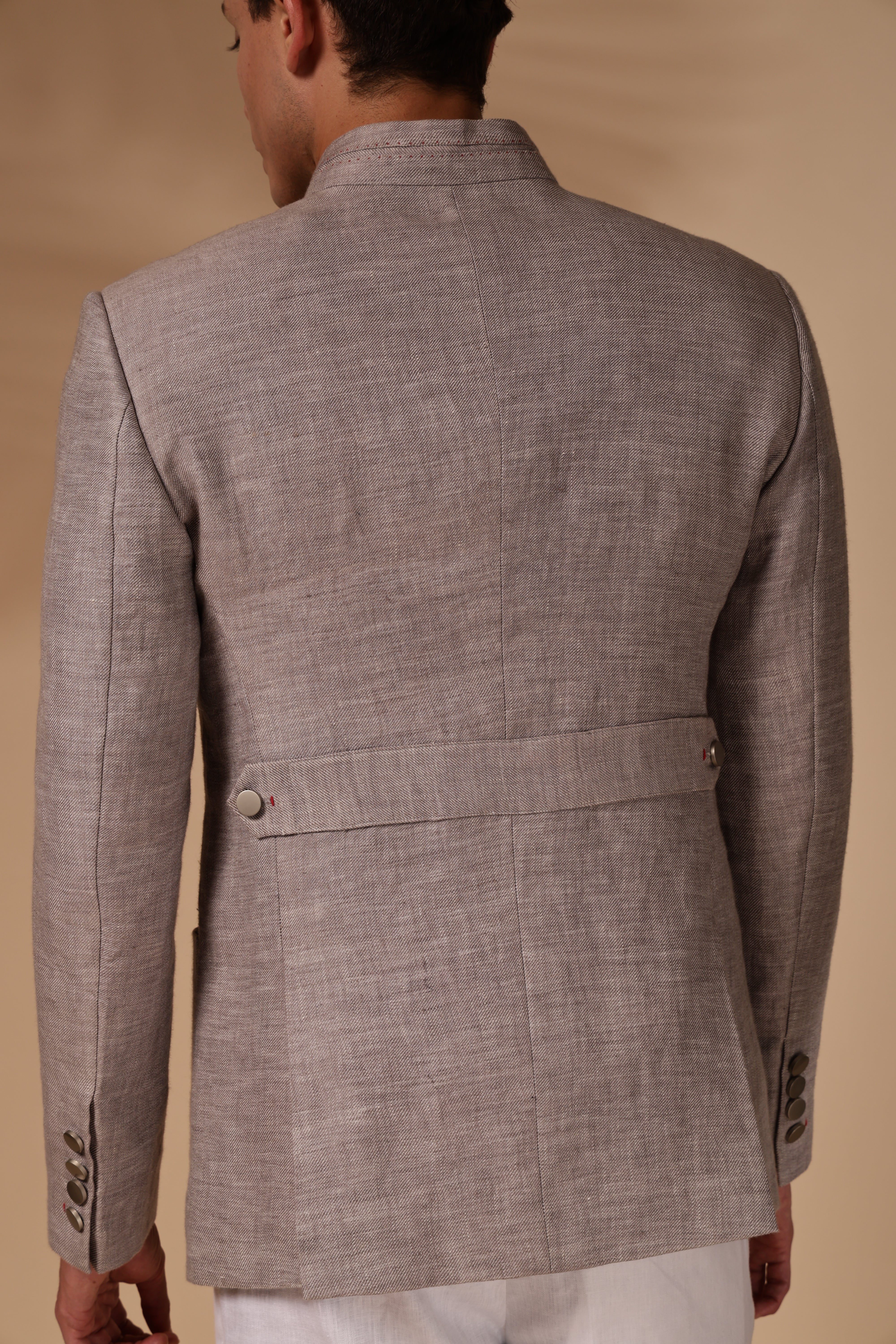 Grey Linen Bandhgala