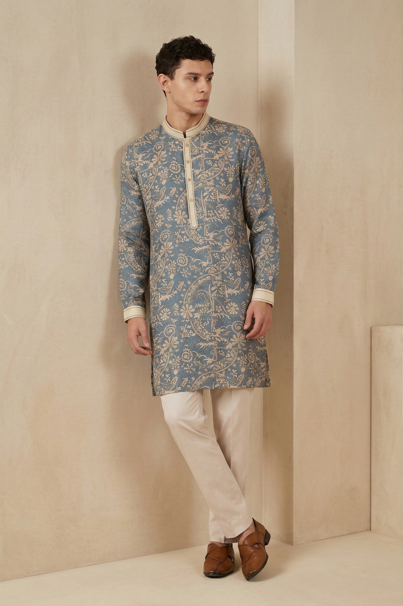 Thai Print Kurta Blue