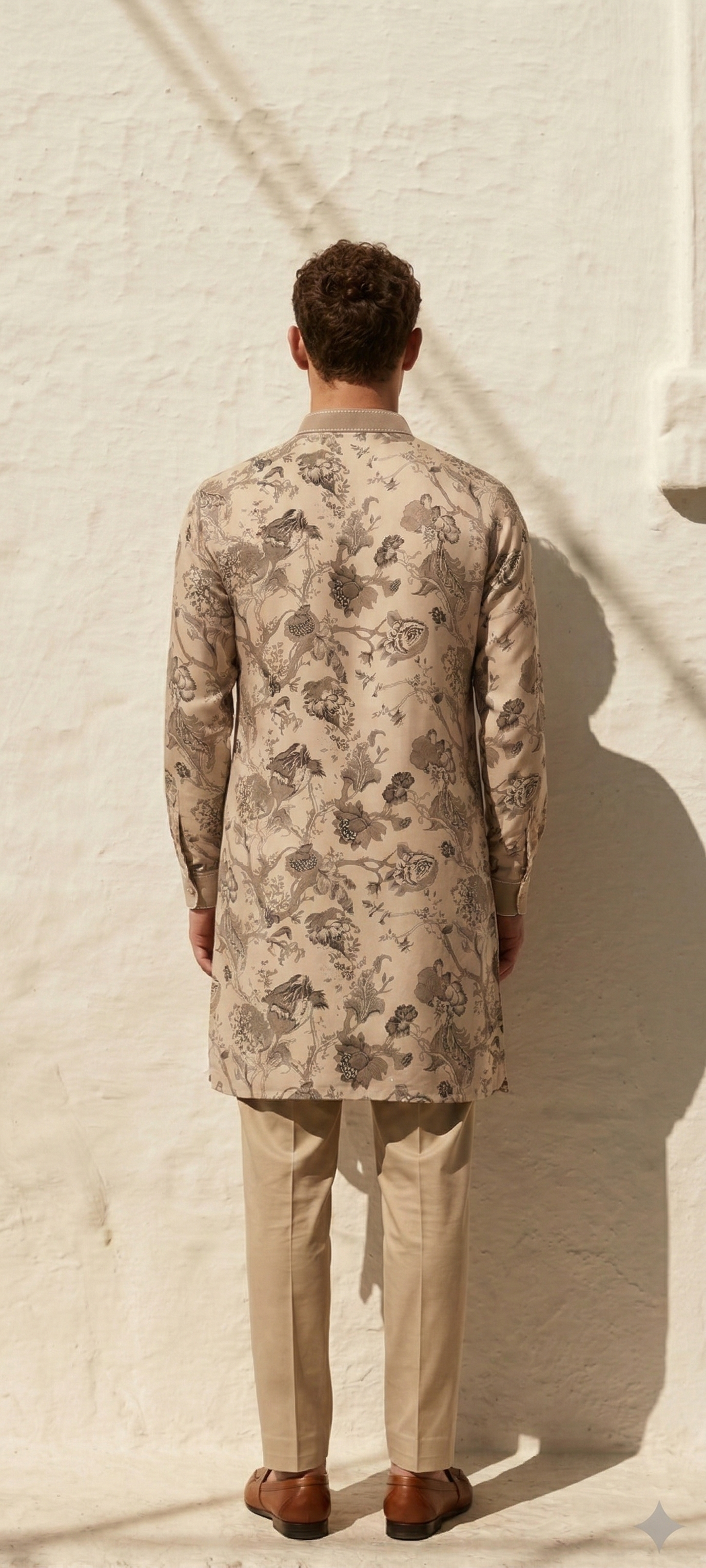 Thai Print Kurta Beige