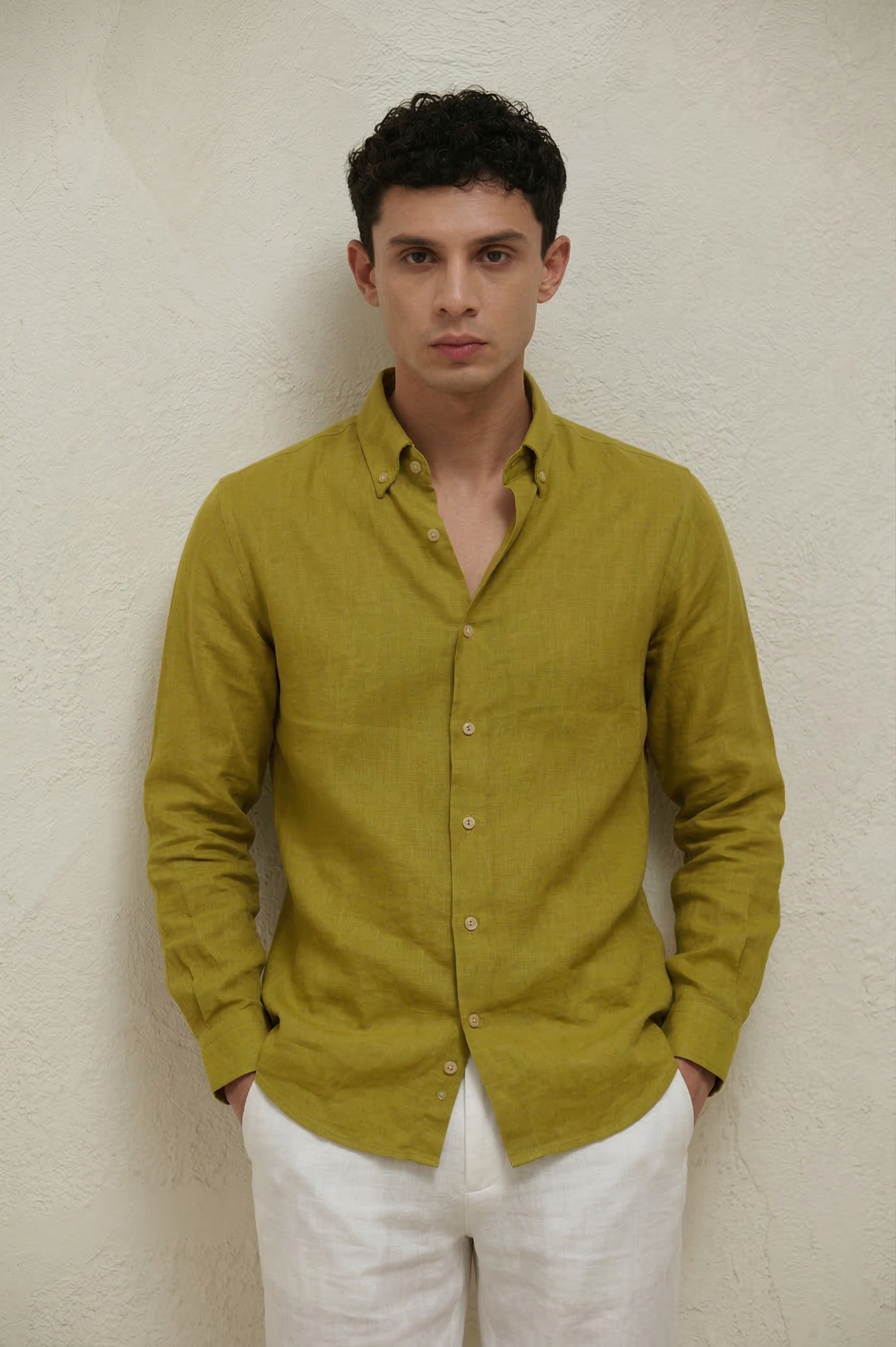 Mustard Green Linen Shirt