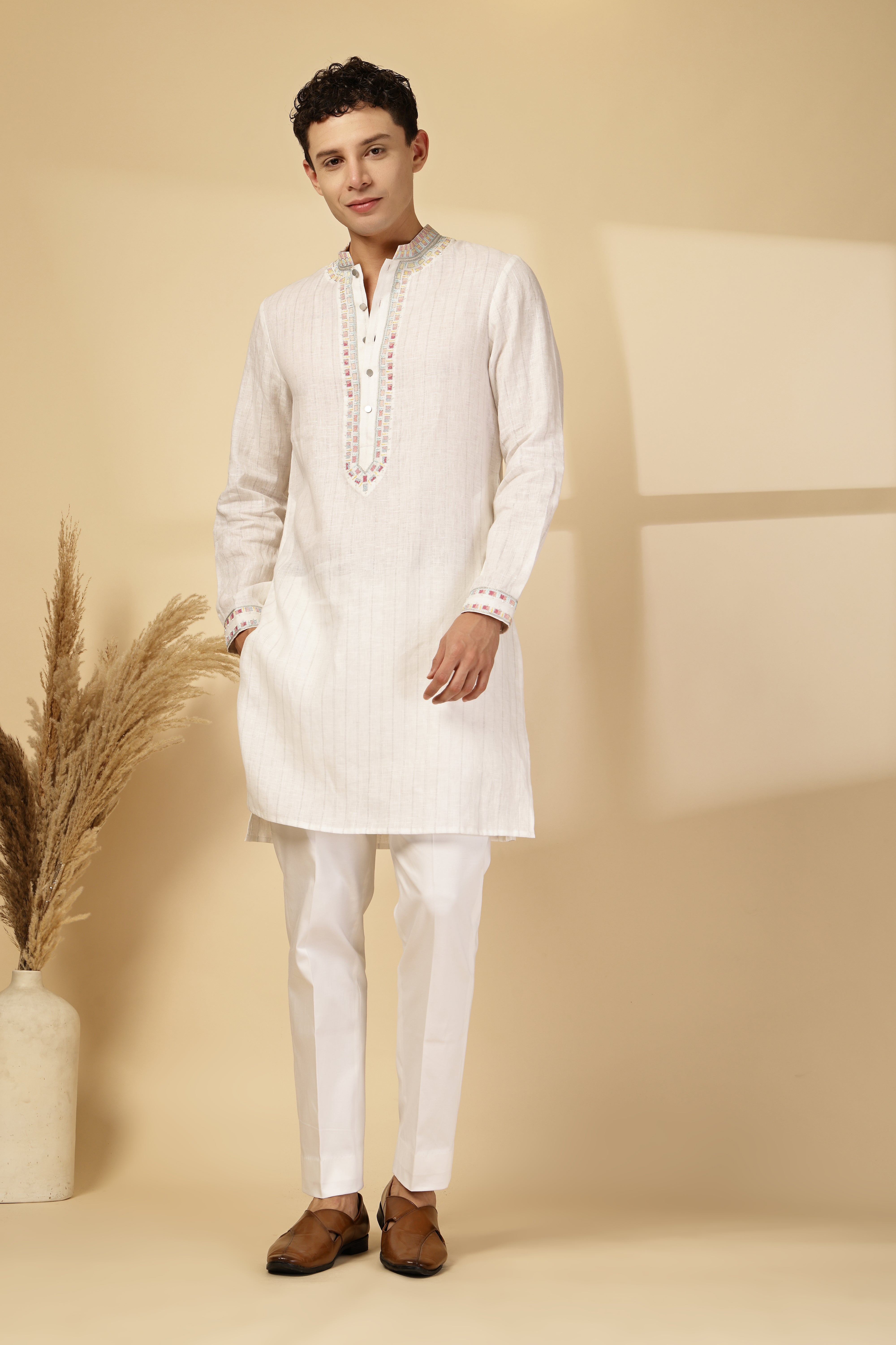 Ivory Linen Kurta
