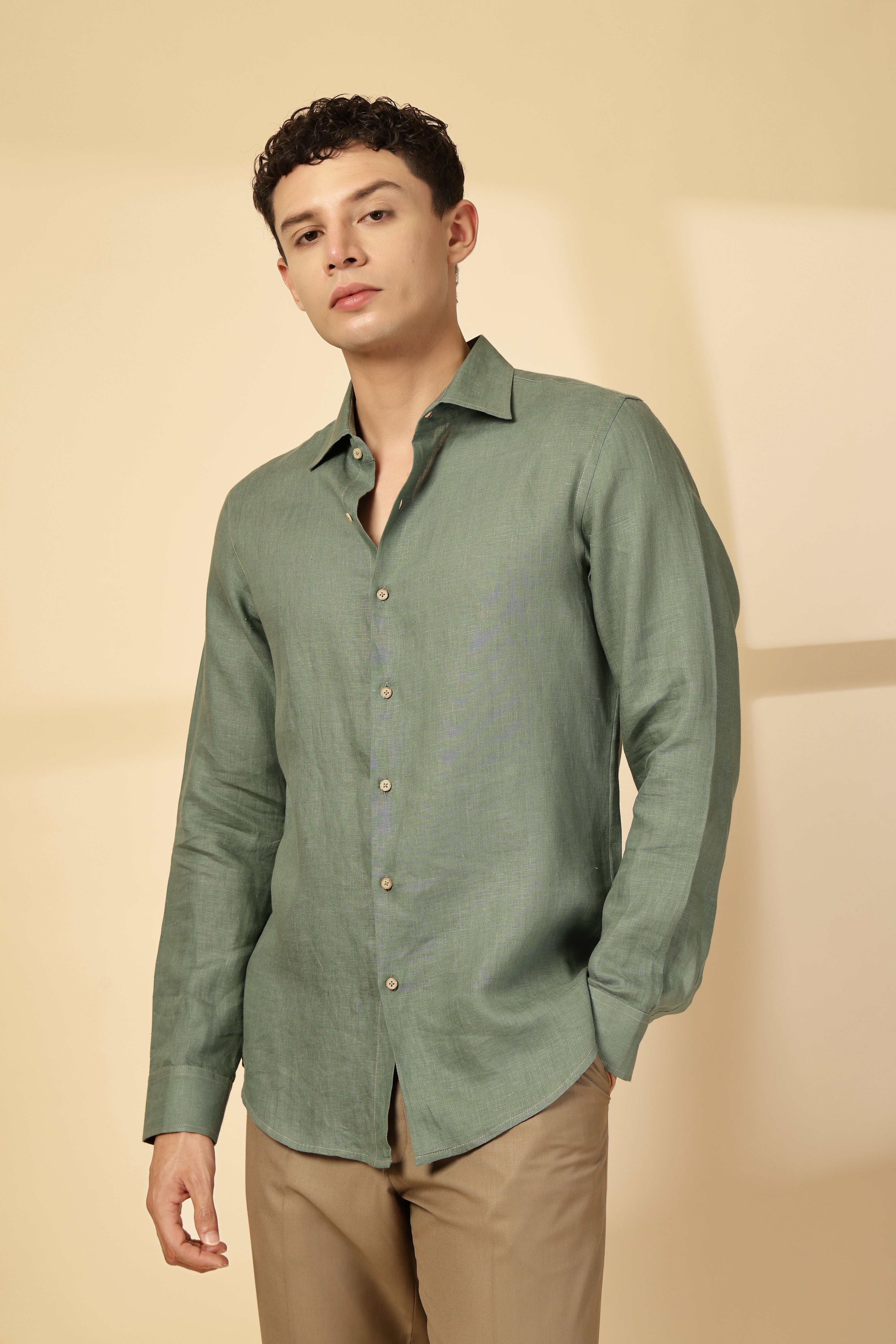Olive Linen Shirt
