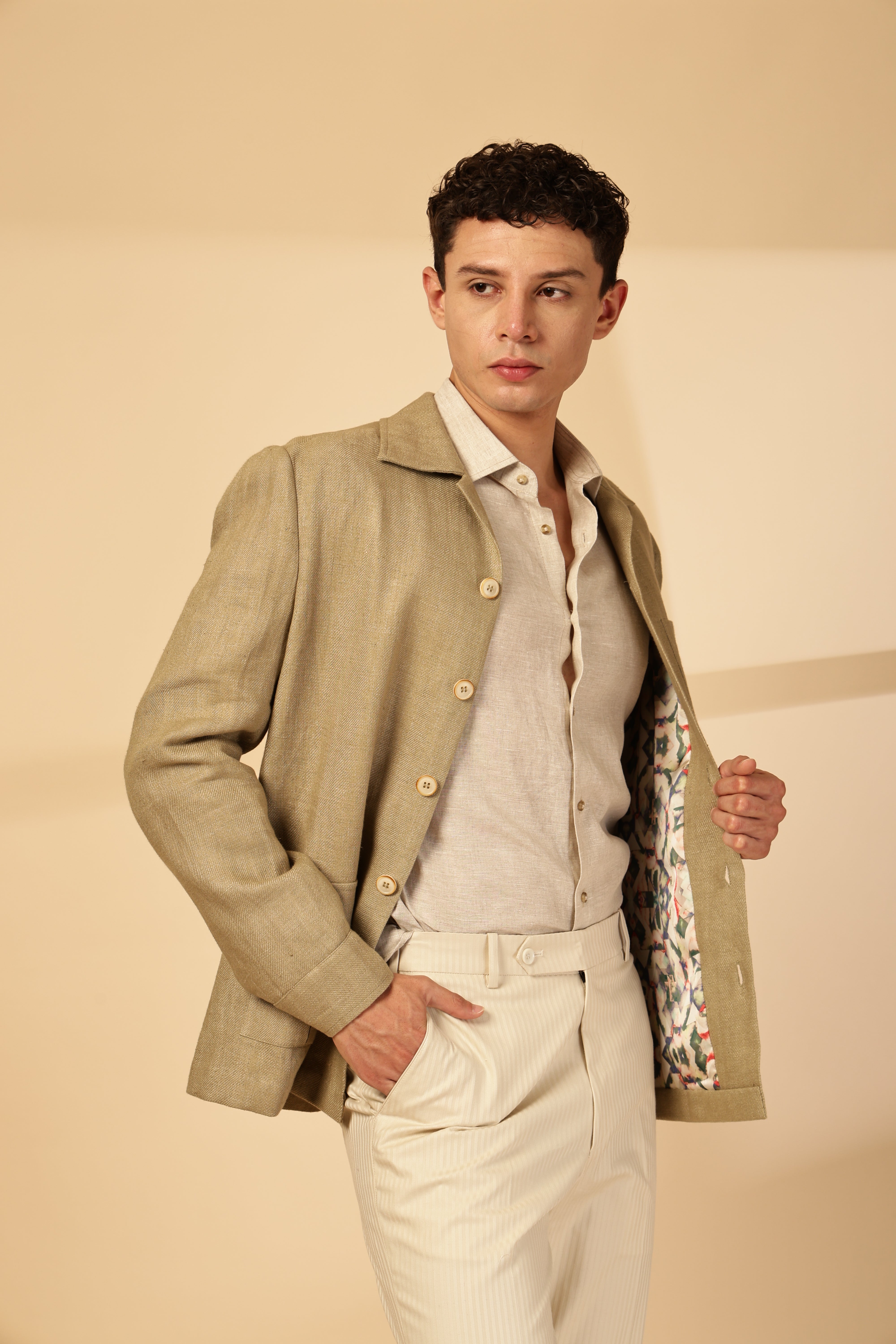 Olive Linen Shacket