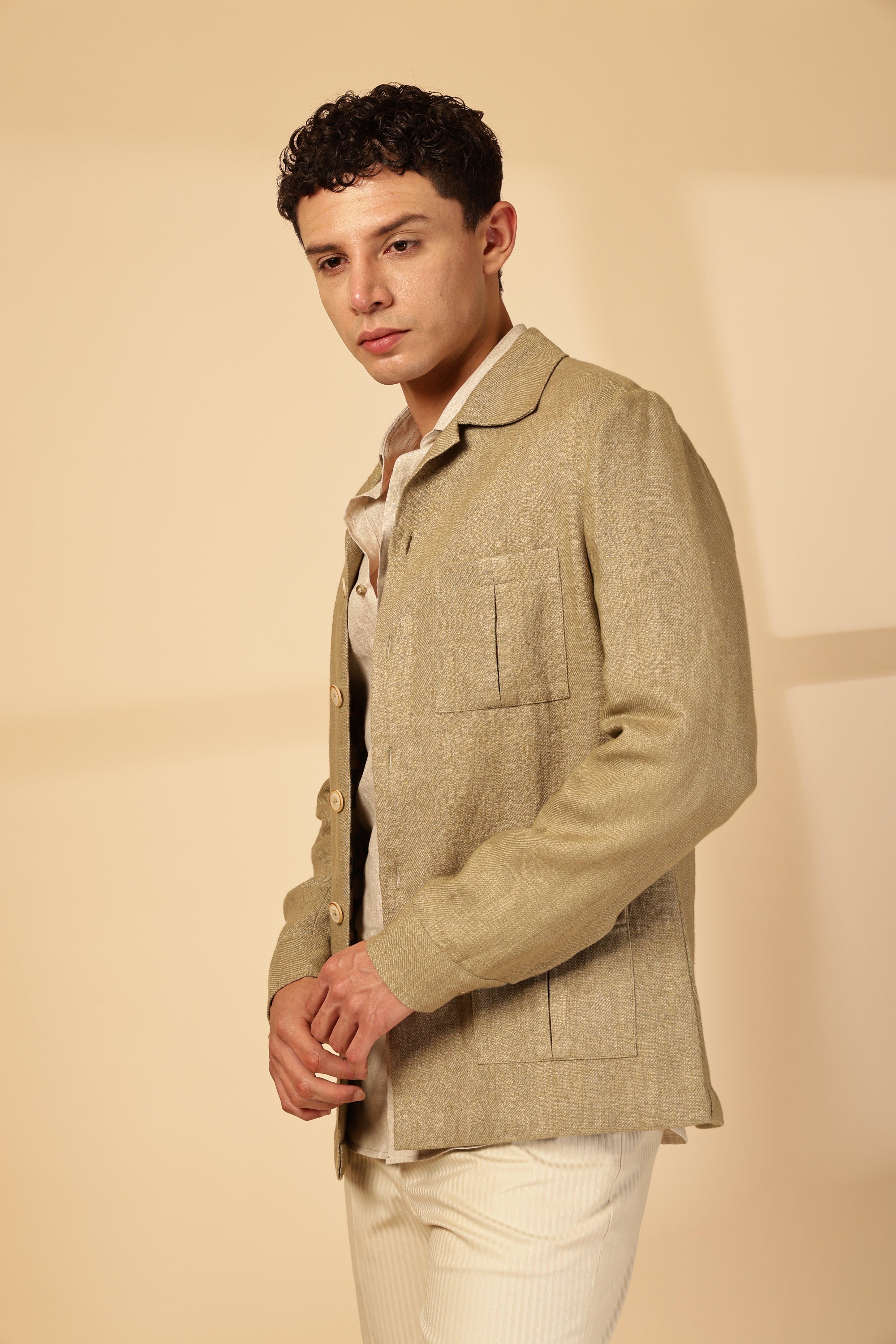 Olive Linen Shacket