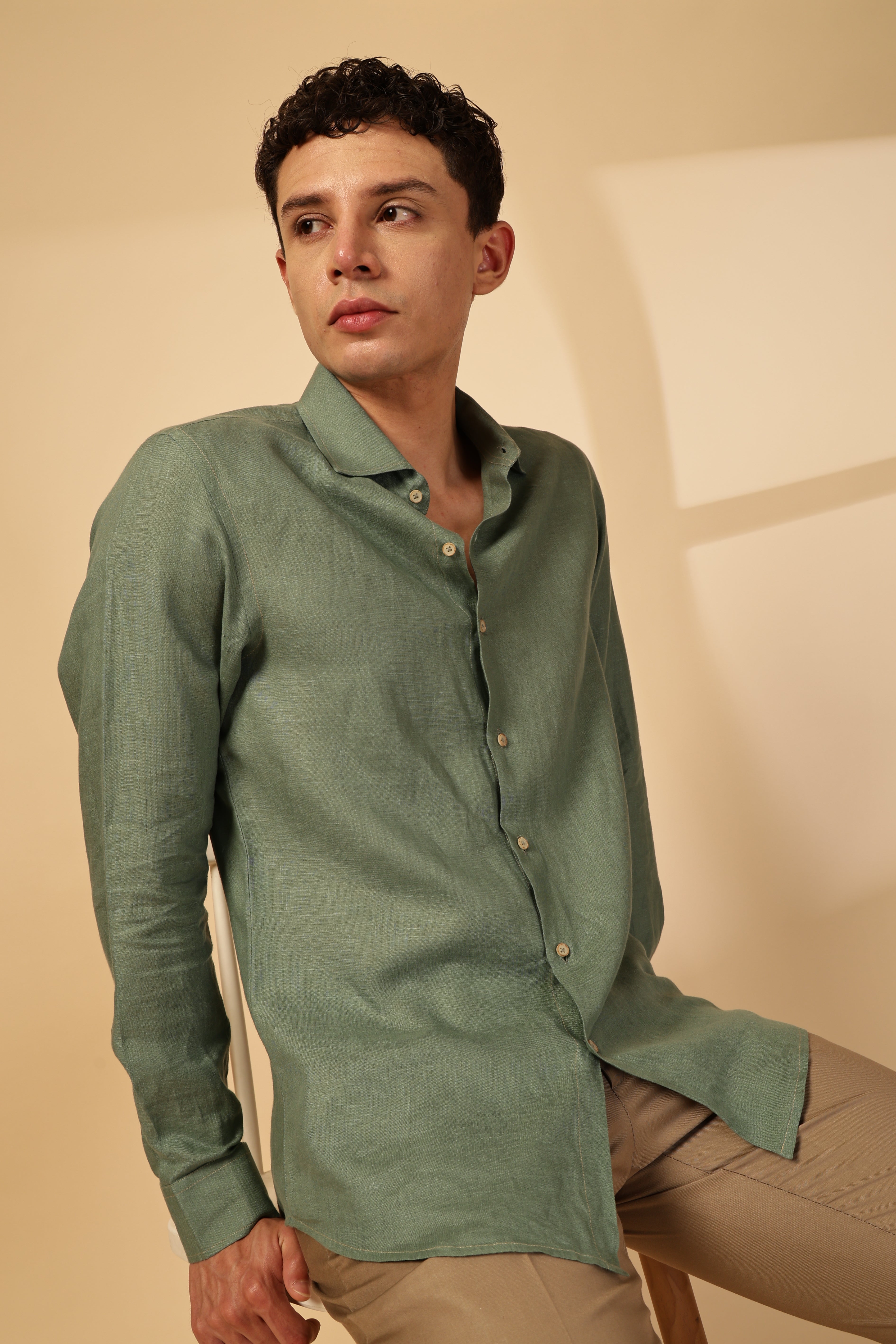 Olive Linen Shirt