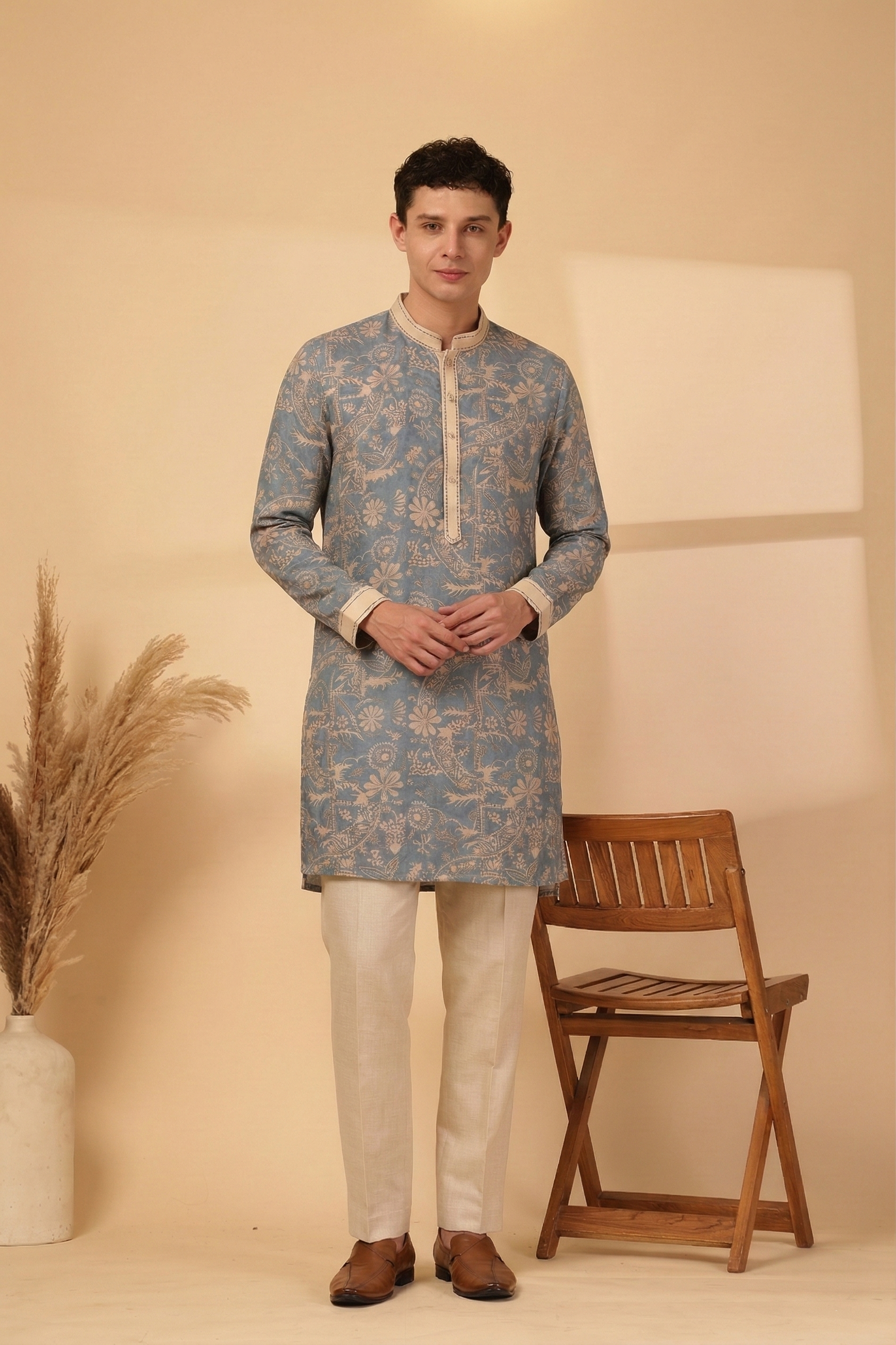 Thai Print Kurta Blue