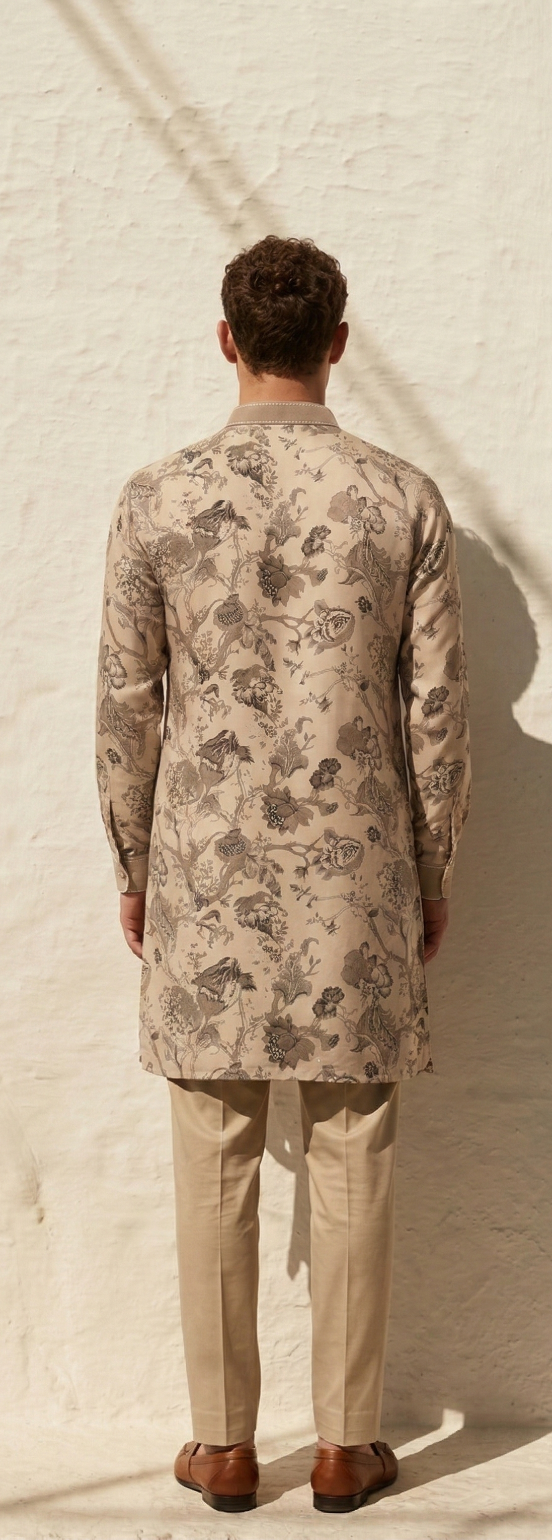 Thai Print Kurta Beige