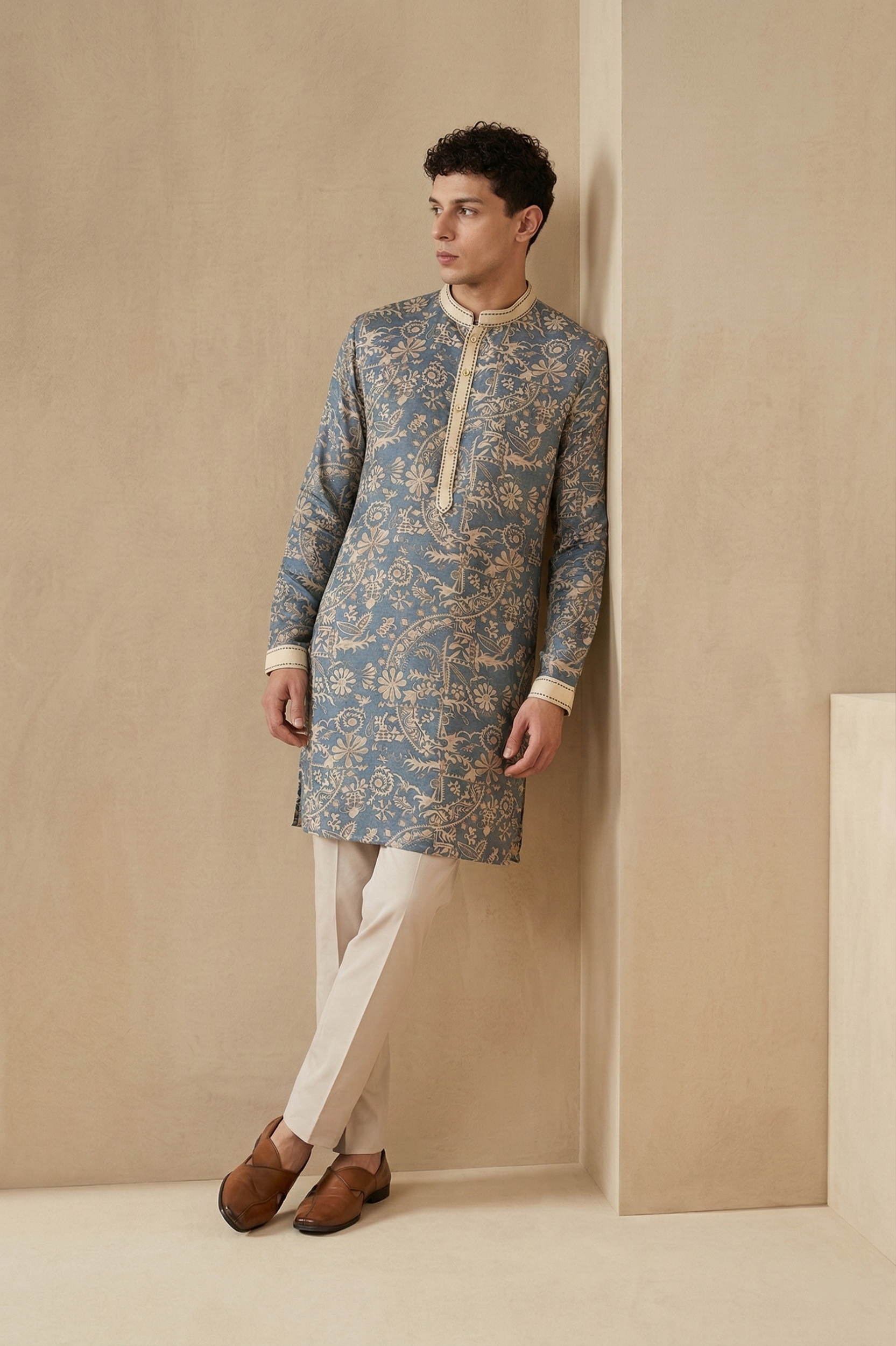 Thai Print Kurta Blue