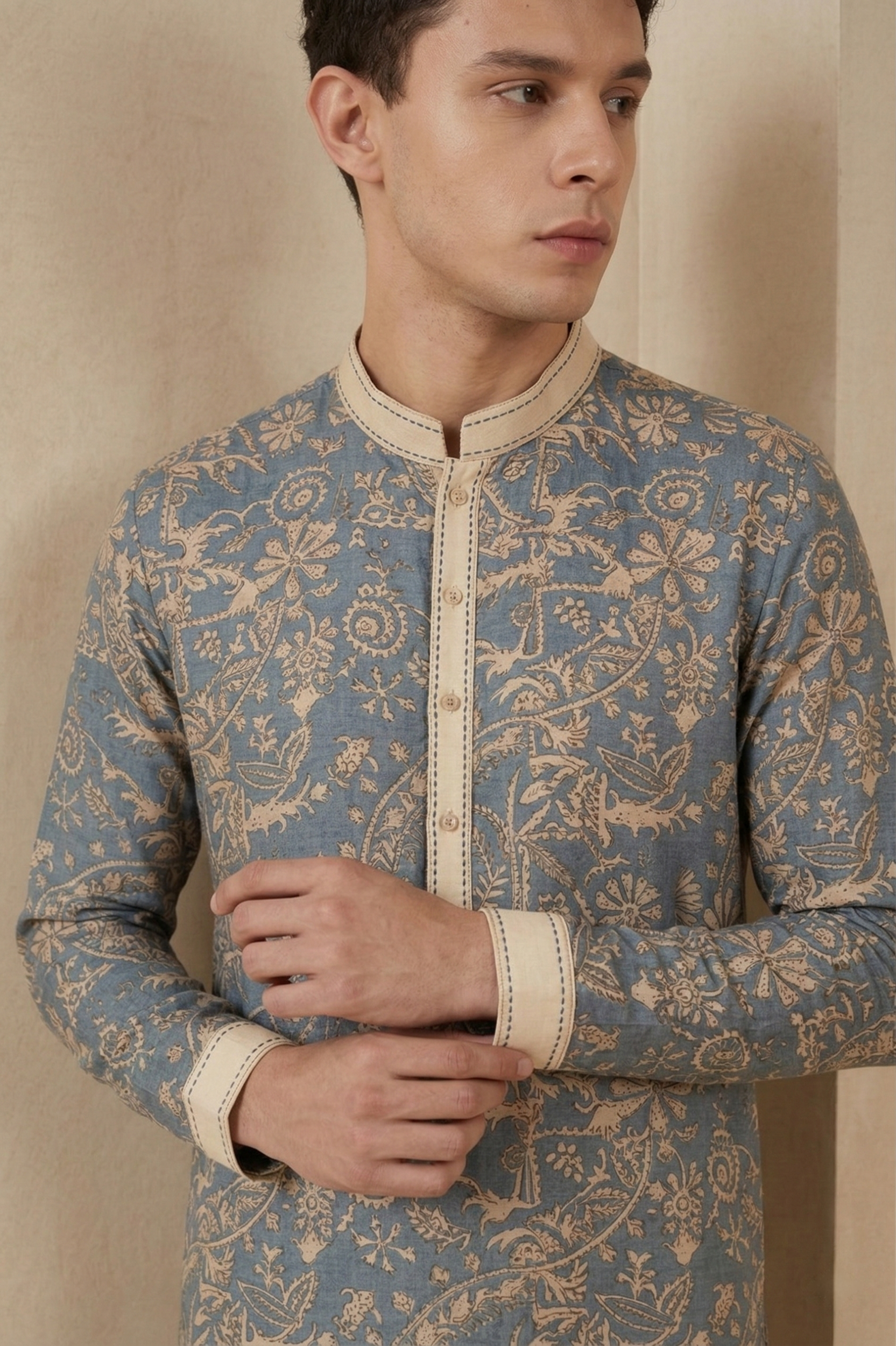 Thai Print Kurta Blue